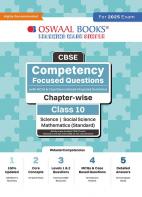 Oswaal CBSE Competency Focused Questions (with MCQs & Case/Source Based Integrated Questions) | Chapter-wise | Class 10 | Science | Social Science | Mathematics (Standard) | For 2025 Exam