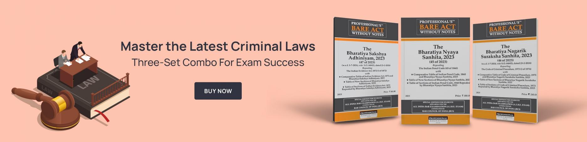 criminal law combo, aibe exam prep, 3 bare act combo