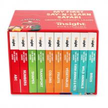 My First Say-N-Learn Safari – 10 Board Book Library Gift Set for Kids | Board books | ABC Numbers Shapes Colours Fruits Vegetables Transport Farm Animals Pets Wild Animals & Birds | Early Learning Books for Toddlers Baby Children
