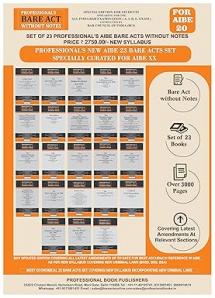 NEW SYLLABUS PROFESSIONAL'S AIBE 23 Bare Acts set without Notes Set of 23 Books Combo as per Bar Council of India Guidelines covering New Criminal Laws and Old Criminal Laws/ Latest amendments- Value Edition containing old and new Criminal Laws