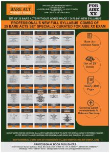 PROFESSIONAL'S AIBE Exam 25 Bare Acts Set without Notes as per New Syllabus Complete Set of 25 Books Combo as per Bar Council of India Guidelines covering Latest up to date amendments- covering New Criminal Laws & Full Syllabus Economy Edition