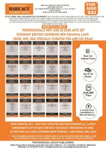 PROFESSIONAL'S NEW SYLLABUS ECONOMY EDITION Bare Acts without Notes for AIBE as per BCI Guidelines- New & Updated Set of 20 Books covering latest amendments like Constitution Jan Vishwas Mediation Data Protection includes New Criminal Laws (BNSS BNS BSA)