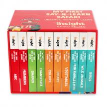 My First Say-N-Learn Safari – 10 Board Book Library Gift Set for Kids | Board books | ABC Numbers Shapes Colours Fruits Vegetables Transport Farm Animals Pets Wild Animals & Birds | Early Learning Books for Toddlers Baby Children