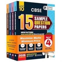 PW CBSE 15 Sample Question Papers Class 10 Science Maths (Standard) English & Social Science Combo Set of 4 Books For 2026 Board Exam (As Per Latest SQP Dated 30 July 2025)