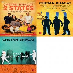 Half Girlfriend + The 3 Mistakes of My Life + 2 States the Story of My Marriage (Set of 3 Books)