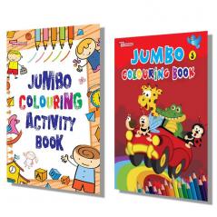 Jumbo Colouring Activity Books Combo For Kids| 5 To 10 Years | Best Gift To Children For Coloring And Painting - Jumbo Colouring Activity Book + Colouring Books For Boys (Set Of 2 Books)