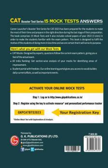 CAT 2023 : Booster Test Series - 15 Mock Tests (Answer) by GKP