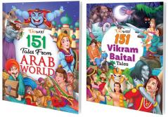 151 Tales from Arab World and 151 Vikram-Baital Tales I Combo pack of 2 Books I illustrated Humorous Stories For kids By Gowoo