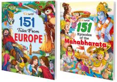 151 Tales from Europe and 151 Episodes of the Mahabharata I Set of 2 Books I Easy To Read Tales for Kids By Gowoo