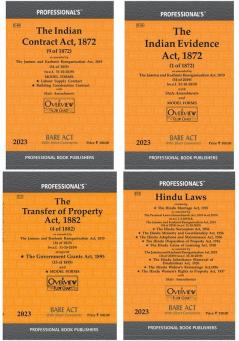 Bare Act  - Set of 4 books (The Indian Contract Act 1872 + The Transfer of Property Act1882 + The Indian Evidence Act1872 + Hindu Law)