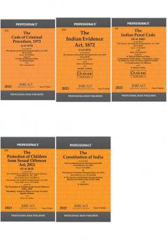 Combo of 5 Essential Bare Acts on Criminal Laws including Constitution - Code on Criminal ProcedureIndian Penal CodeIndian Evidence ActConstitution of IndiaPOCSO