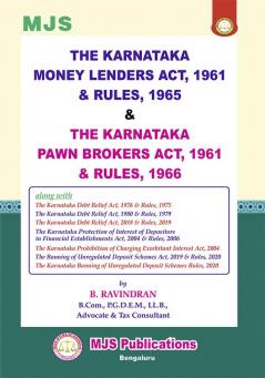MJS's  The Karnataka Money Lenders Act 1961 & Rules 1965 & The Karnataka Pawn Brokers Act 1961 & Rules 1966 (2024 Edition)