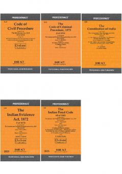 Combo of 5 Acts for Lawyers Law Students/ Judicial services aspirants CrPC IPC Evidence CPC Constitution