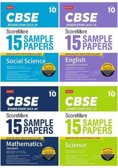 MTG CBSE ScoreMore 15 Sample Question Papers Class 10 Mathematics Standard Science Social Science English (Set of 4 Books) For 2024 Board Exam (Based on CBSE Latest Pattern)