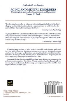 Aging & Mental Disorders (Psychological Approaches to Assessment & Treatment)