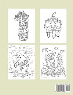 Think Happy! Coloring Book: Craft Pattern Color for Kids 61 Playful Art Activities with Robots Number 1-10 Circus Children and Mermaids for Kids