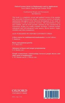 Combinatorial Designs and Tournaments: 6 (Oxford Lecture Series in Mathematics and Its Applications)