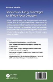 Introduction to Energy Technologies for Efficient Power Generation