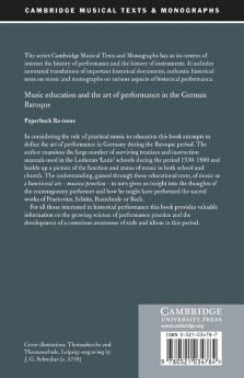 Music Education and the Art of Performance in the German Baroque