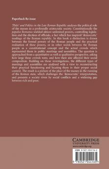 Plebs and Politics in the Late Roman Republic
