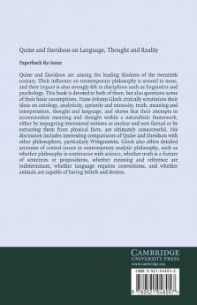 Quine and Davidson on Language Thought and Reality