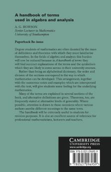 A Handbook of Terms Used in Algebra and Analysis