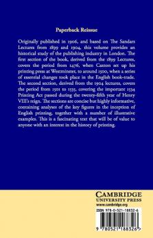 The Printers Stationers and Bookbinders of Westminster and London from 1476 to 1535