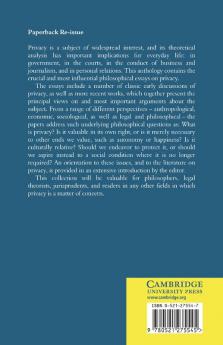 Philosophical Dimensions of Privacy
