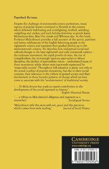 Popular Recreations in English Society 1700 1850