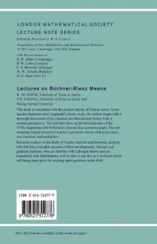 Lectures on Bochner-Riesz Means
