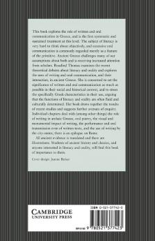 Literacy and Orality in Ancient Greece