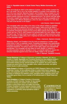 Population Issues in Social Choice Theory Welfare Economics and Ethics