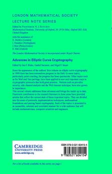 Advances in Elliptic Curve Cryptography