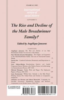 The Rise and Decline of the Male Breadwinner Family?