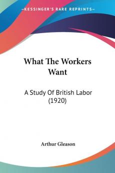 What The Workers Want: A Study of British Labor: A Study Of British Labor (1920)