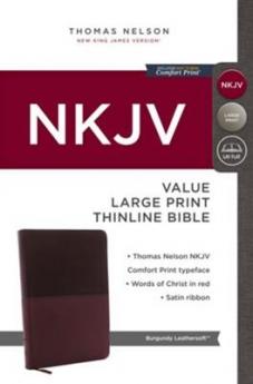 NKJV Value Thinline Bible Large Print Imitation Leather Burgundy Red Letter Edition