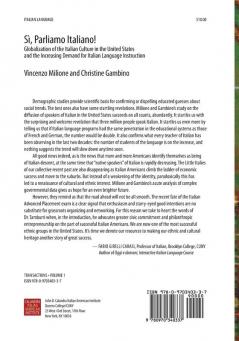 Si Parliamo Italiano: Globalization of the Italian Culture in the United States (Calandra Institute Transactions)