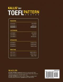 Kallis' TOEFL iBT Pattern Reading 3: Specialist (College Test Prep 2016 + Study Guide Book + Practice Test + Skill Building - TOEFL iBT 2016)
