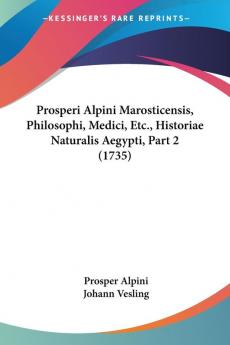 Prosperi Alpini Marosticensis Philosophi Medici Etc. Historiae Naturalis Aegypti Part 2 (1735)