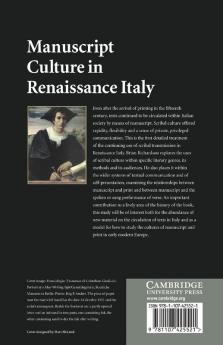Manuscript Culture in Renaissance Italy