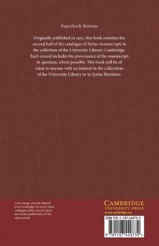 A Catalogue of the Syriac Manuscripts Preserved in the Library of the University of Cambridge