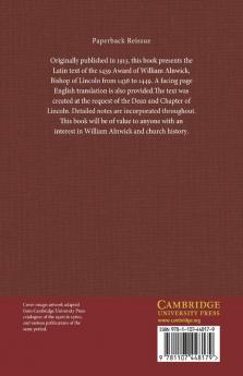 The Award of William Alnwick Bishop of Lincoln Ad 1439