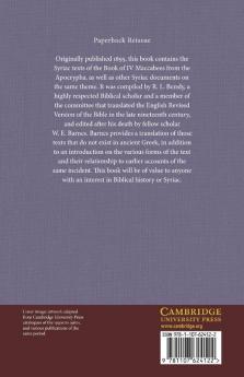 The Fourth Book of Maccabees and Kindred Documents in Syriac