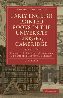 Early English Printed Books in the University Library Cambridge