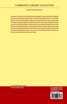 Bibliotheca Marsdeniana Philologica Et Orientalis