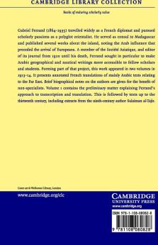 Relations de voyages et textes géographiques arabes persans et turks             relatifs a l'Extrême-Orient du VIIIe au XVIIIe siècles - Volume             1