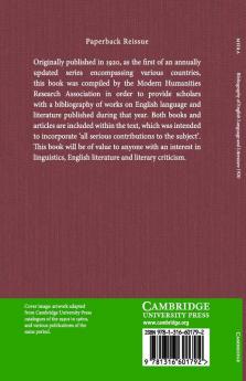 Bibliography of English Language and Literature 1920