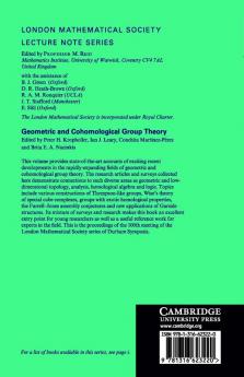 Geometric and Cohomological Group Theory
