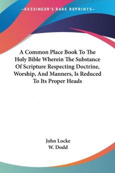 A Common Place Book to the Holy Bible Wh