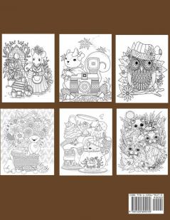 Super Cute Animals Coloring Book: Adorable Kittens Bunnies Mice Owls Hedgehogs and More